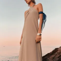 Vestido Largo Halter Cruzado