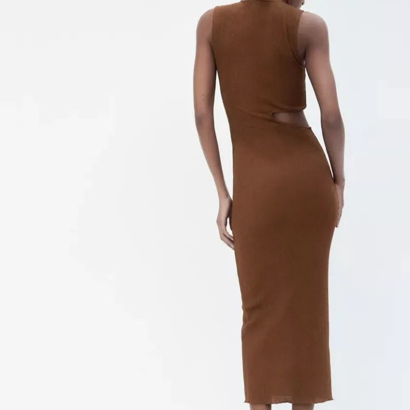 Vestido largo textura cut out