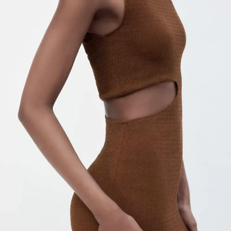 Vestido largo textura cut out