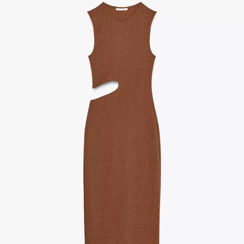 Vestido largo textura cut out