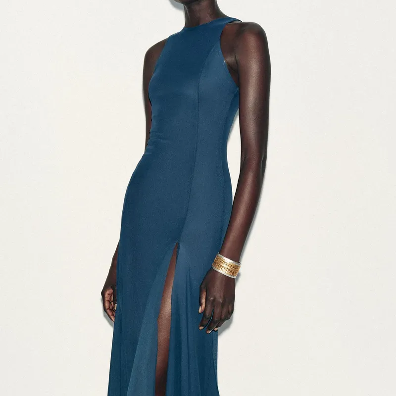 Vestido Largo Tul Godets