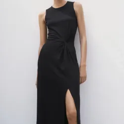 Vestido Midi Algodón Fruncido