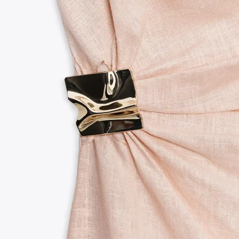 Vestido Midi Asimétrico con Lino