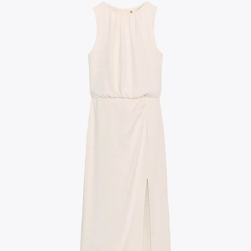 Vestido Midi Frunces Cintura