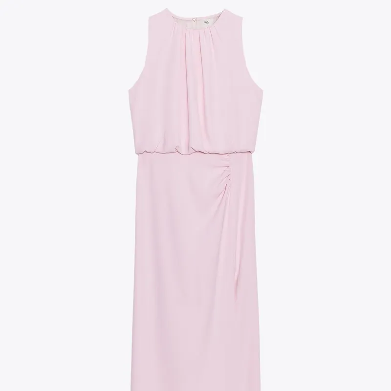 Vestido Midi Frunces Cintura