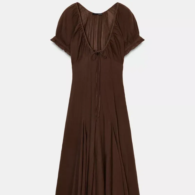 Vestido Midi Gasa Godets