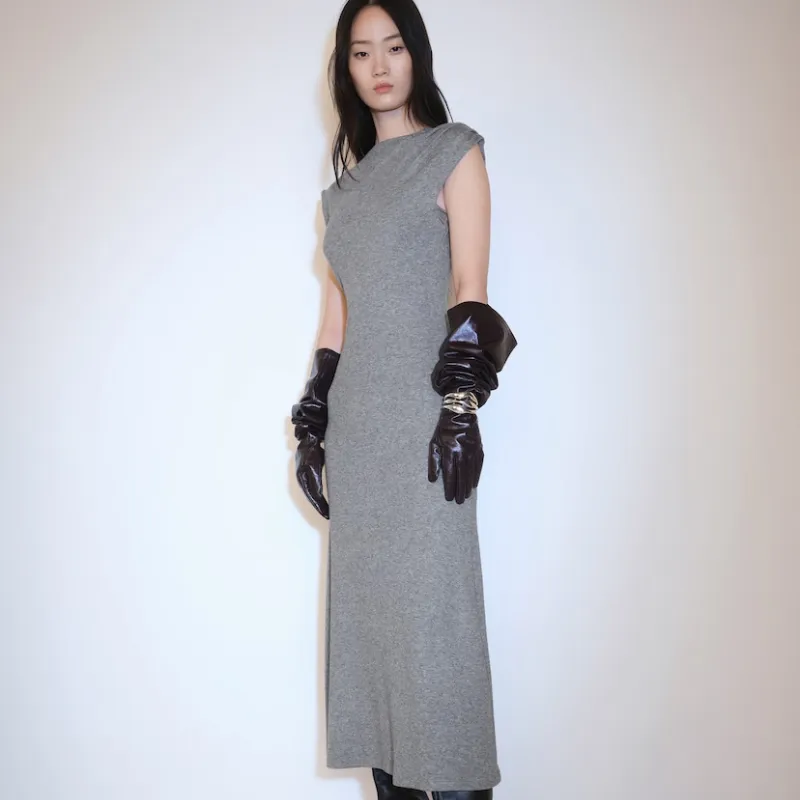 Vestido MIDI hombros estructurados