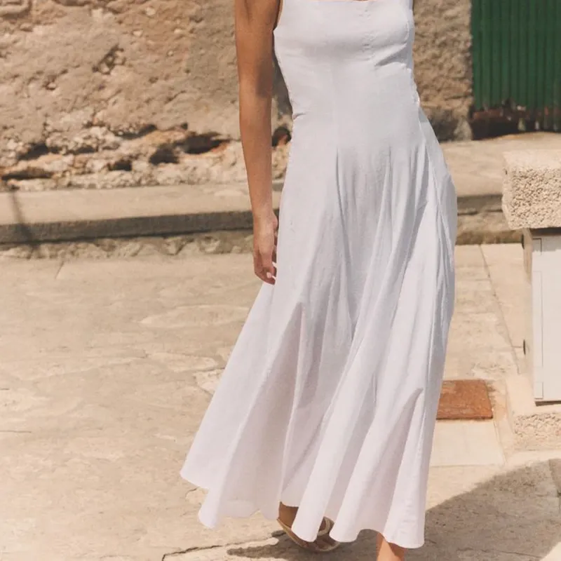 VESTIDO MIDI POPELÍN GODETS