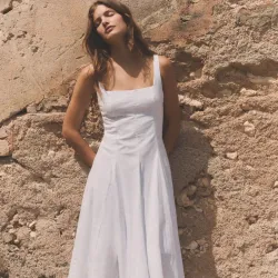 VESTIDO MIDI POPELÍN GODETS