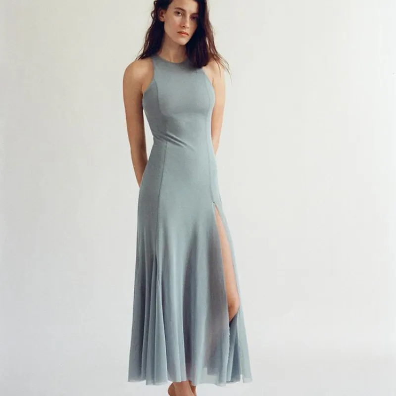 Vestido Midi Tul Godets
