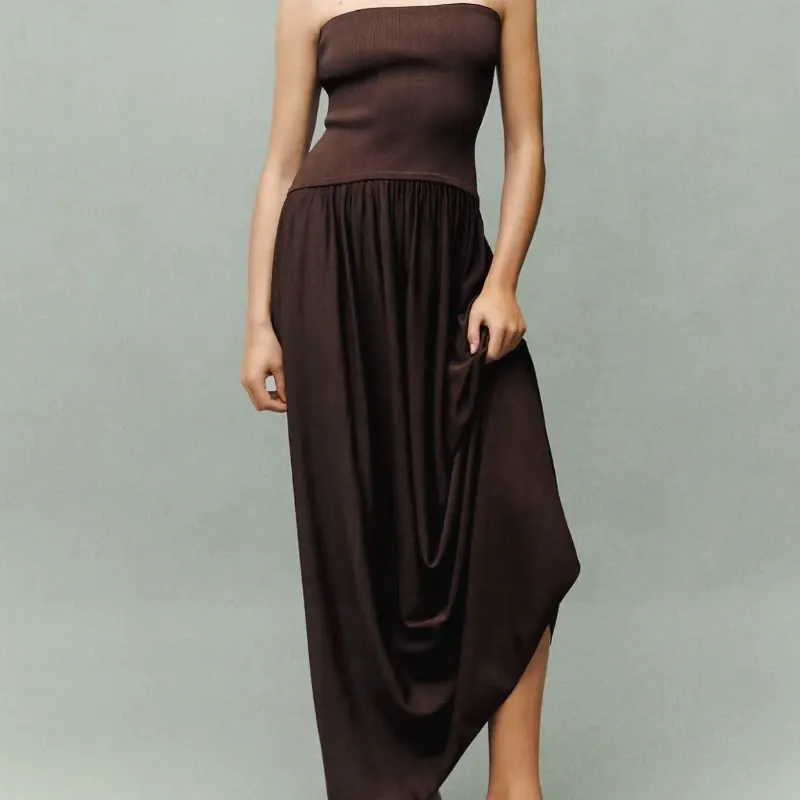 Vestido Palabra de Honor Combinado
