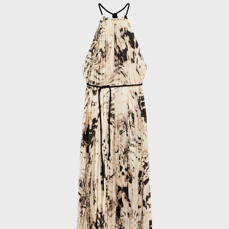 Vestido Plisado Animal Print