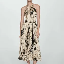 Vestido Plisado Animal Print