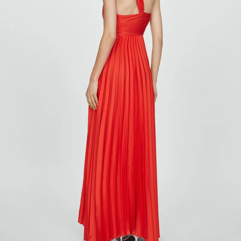 Vestido Plizado Bajo Asimétrico 