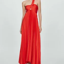 Vestido Plizado Bajo Asimétrico 