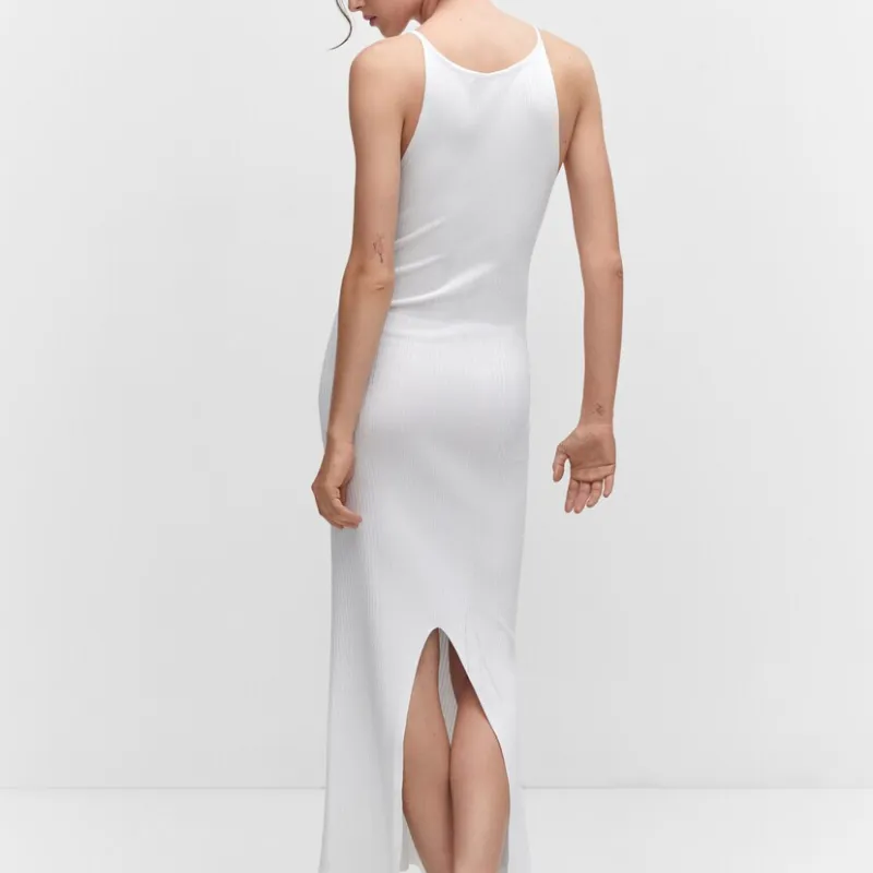 Vestido punto abertura crudo