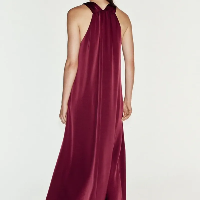 Vestido Satinado Bolsillos