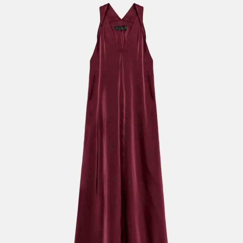 Vestido Satinado Bolsillos