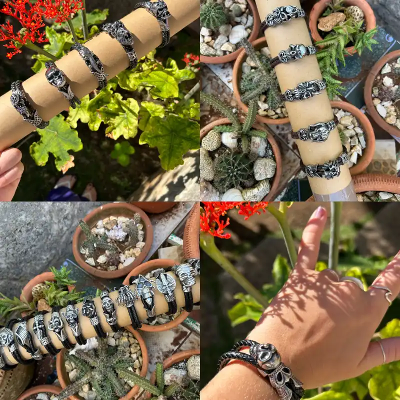 Pulseras de cuero y acabado dé níquel💀