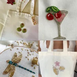Tote bag bordada con cuentas🧚🏻‍♀️