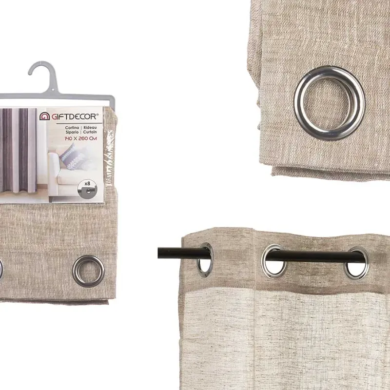 Cortinas (140 x 260 cm) 8 anillas beige 