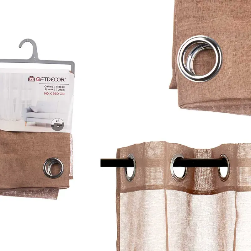 Cortinas (140 x 260 cm) visillo marrón