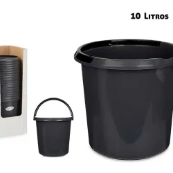 Cubo de asa plástica gris 10 L