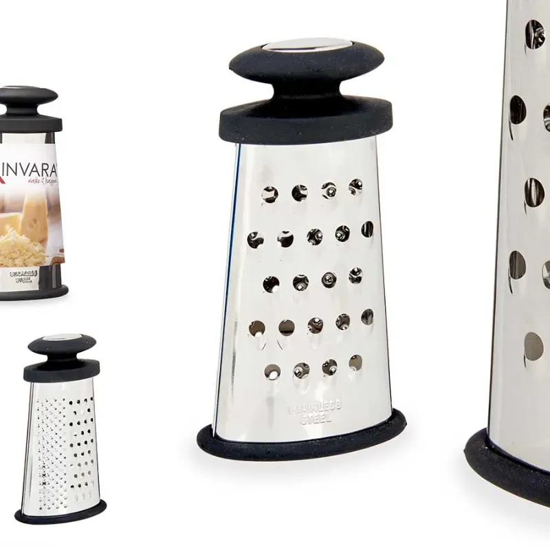 Rallador de acero con mango de silicona negro