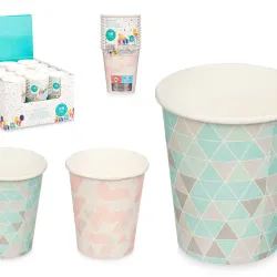 Set 12 vasos papel rombos (240 ml) 2 colores