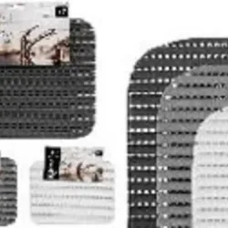 Set 2 alfombrillas antideslizantes (32 x 32 cm) 3 colores neutros