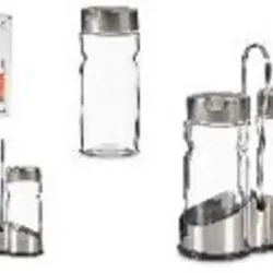 Set aceitera y vinagrera con soporte acero inoxidable