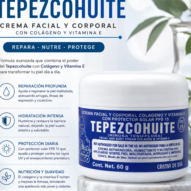 Crema facial con colageno /vitamina E /protector solar