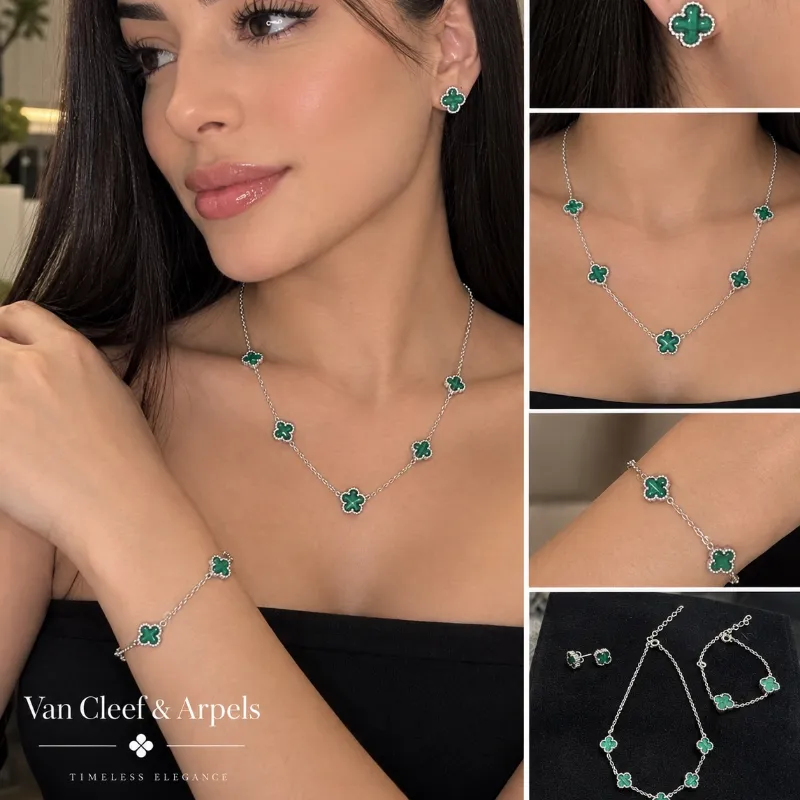 Juego de Van Cleef verde Plata 925