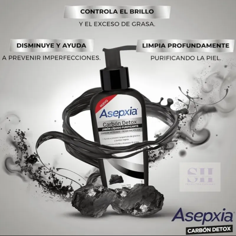 ASEPXIA Carbón Detox Jabón Líquido Purificante