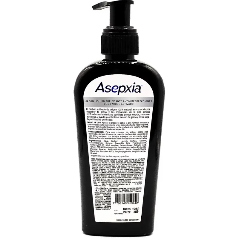 ASEPXIA Carbón Detox Jabón Líquido Purificante