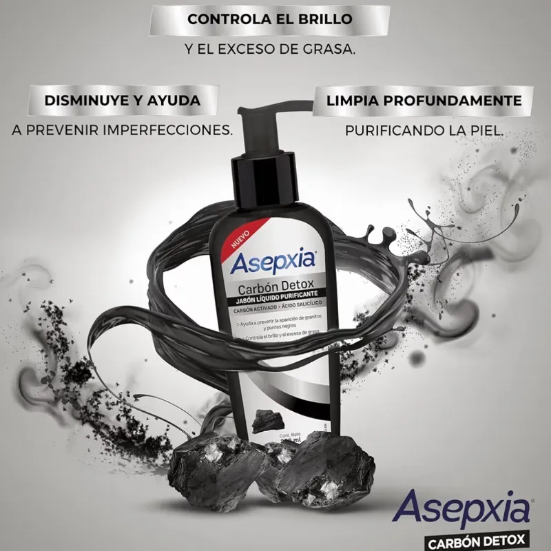 ASEPXIA Carbón Detox Jabón Líquido Purificante