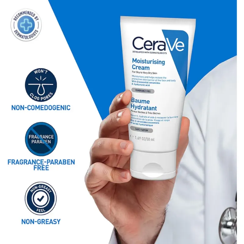 CeraVe crema hidratante diario para rostro y cuerpo 50 ml