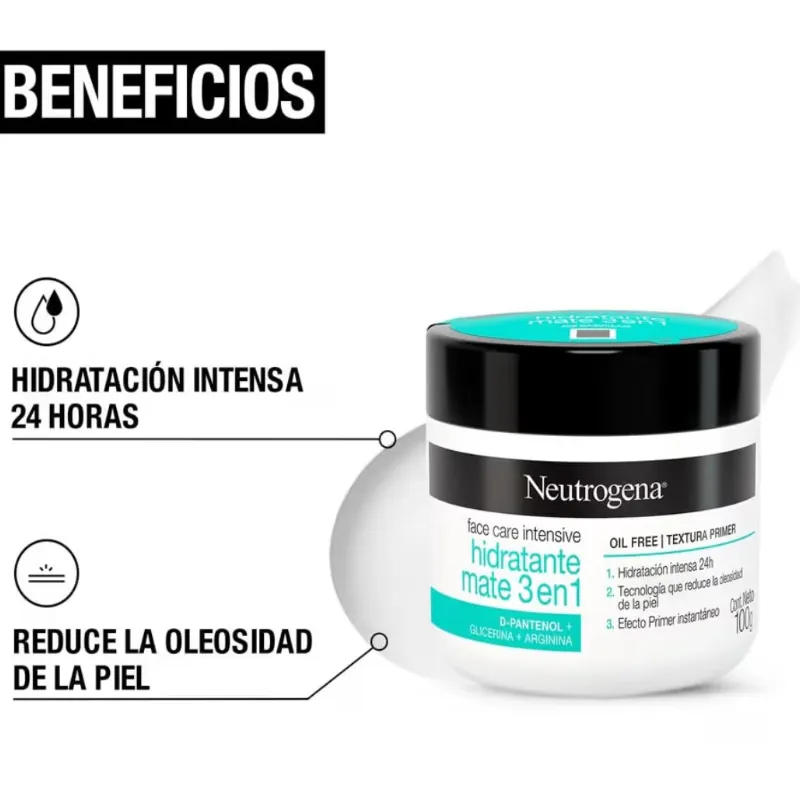 Crema Facial Mate 3 en 1 Neutrogena Face Care Intensive D Pantenol 