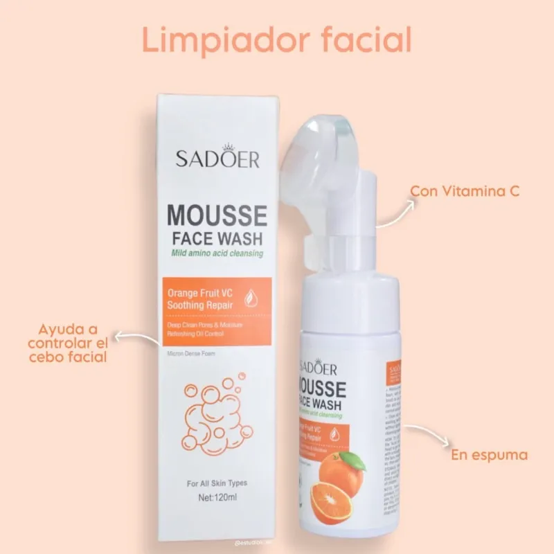 Espuma Limpiadora Sadoer Mousse Facial Naranja
