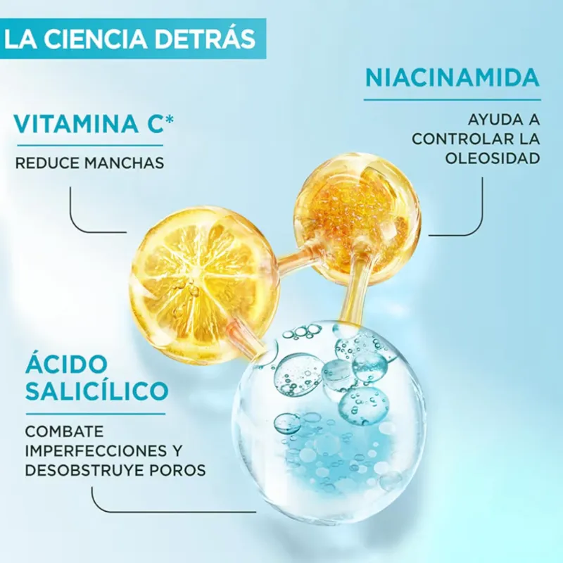Garnier Express Aclara Gel limpiador facial purificante Anti-imperfecciones con Acido Salicílico y Vitamina C