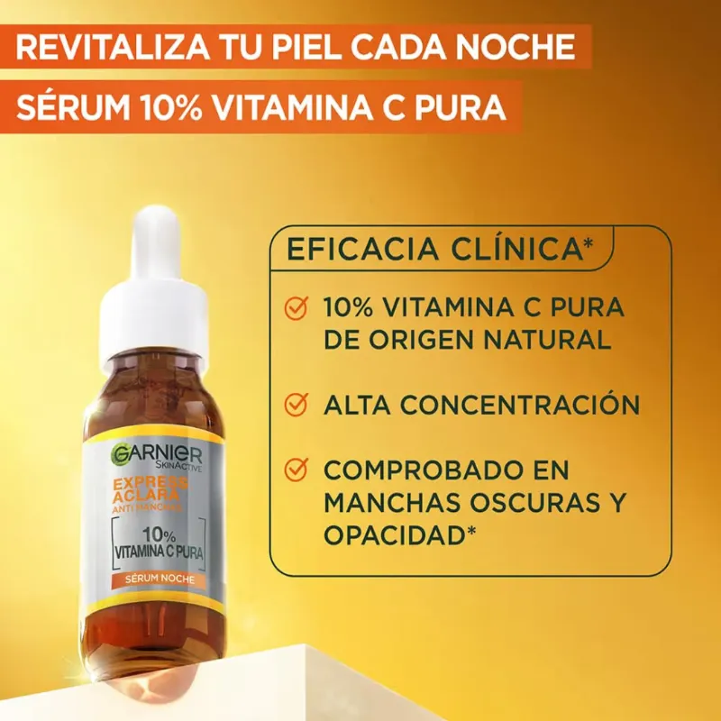 Garnier Express Aclara Serum Noche Antimanchas con 10% Vitamina C