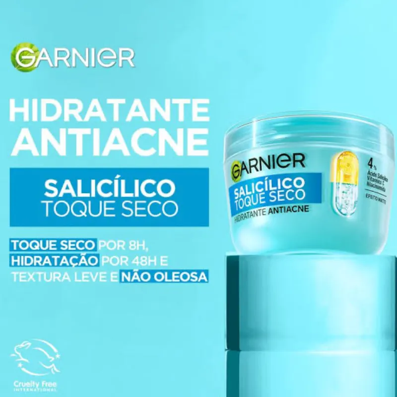 Garnier Hidratante Facial Toque Seco Anti-imperfecciones con Ácido Salicílico, Niacinamida y Vitamina C.