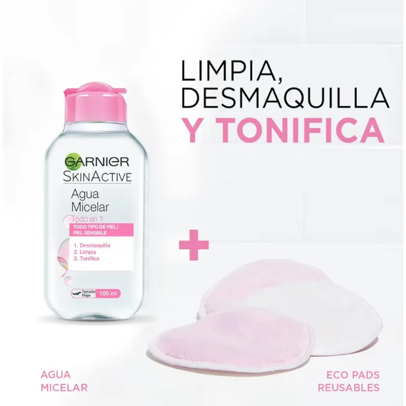 Garnier Skin Naturals Face Agua micelar Desmaquillante para Todo Tipo de Piel, 100 ml
