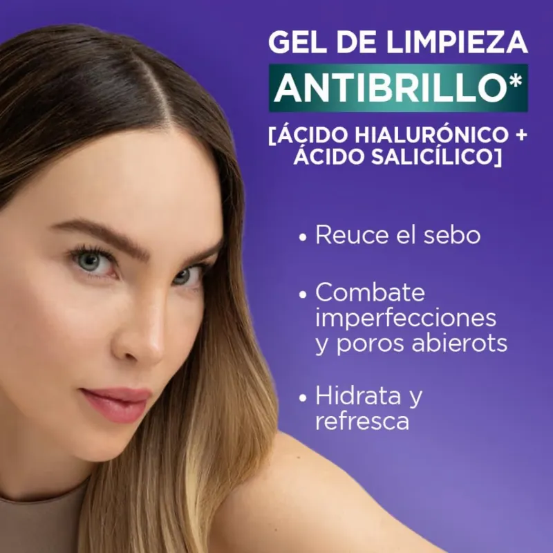L'Oréal Paris Gel Limpieza Profunda Oil Control Anti Brillo Revitalif Acido Hialuronico