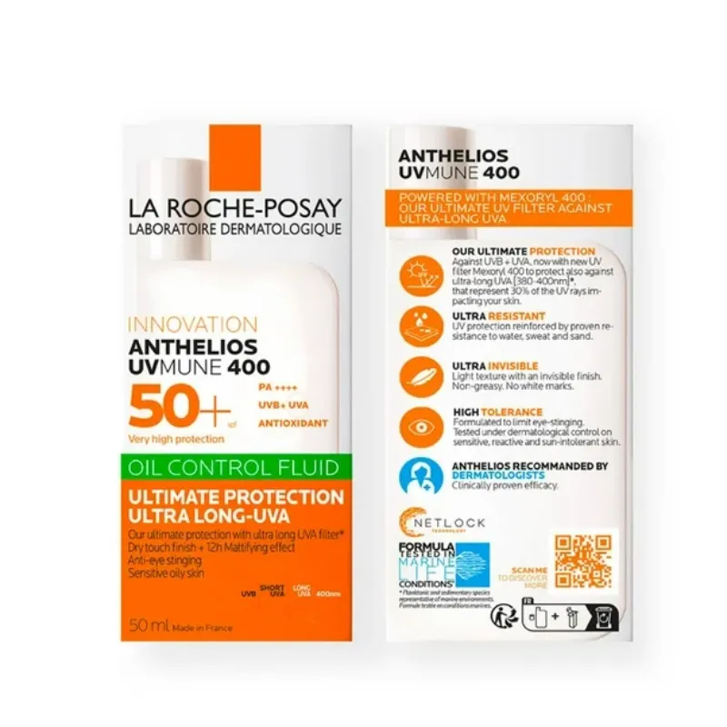 La Roche-Posay Anthelios UVMune 400 FPS50 + Oil Fluido Protector Solar Facial Matificante