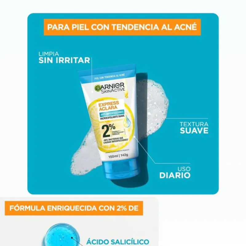 Limpiador Facial Garnier con ácido salicílico