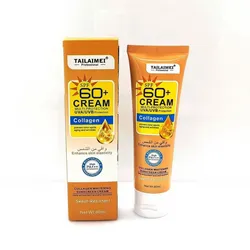 Protector solar facial de la marca TAILAIMEI con colágeno y SPF 60+. 