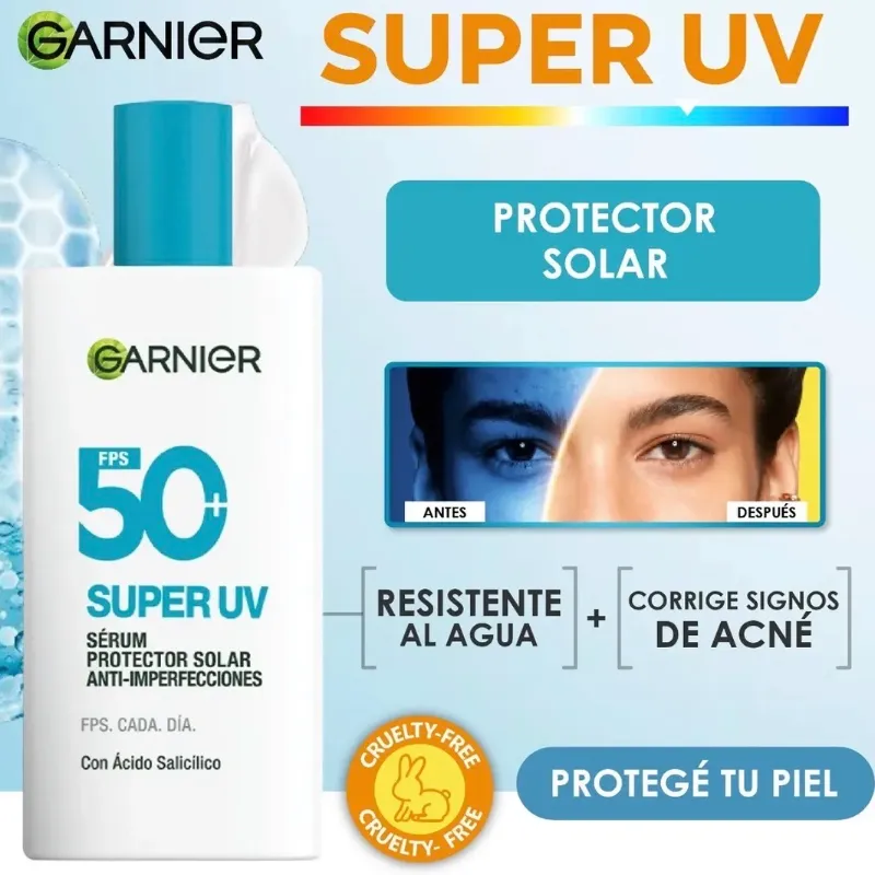Protector solar facial Super UV de Garnier con Ácido Salicílico