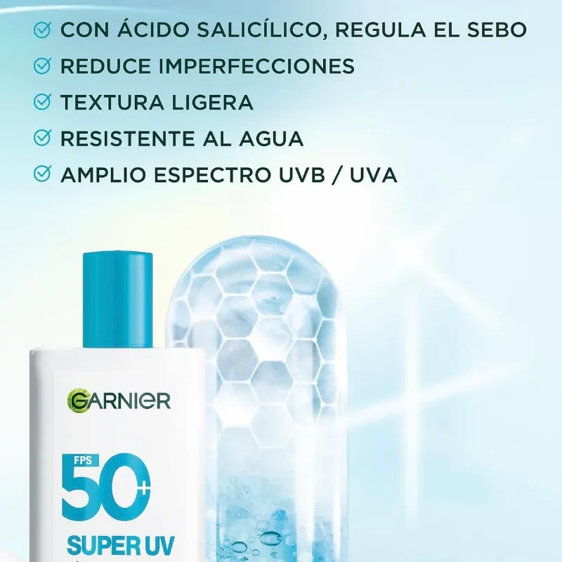 Protector solar facial Super UV de Garnier con Ácido Salicílico