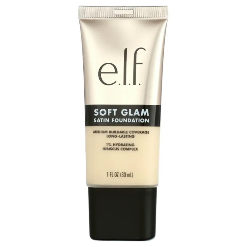 e.l.f. Base Soft Glam, cobertura media, larga duración y construible para un acabado satinado